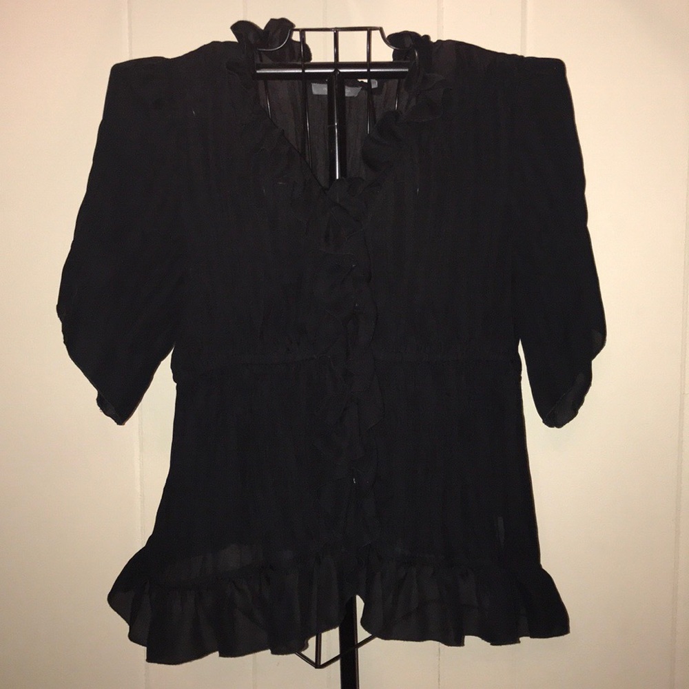 Ny collection sheer top with ruffles